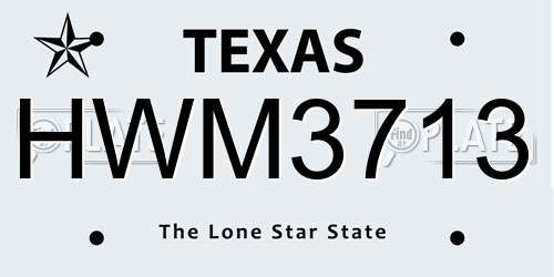 HWM3713 Texas License Plate