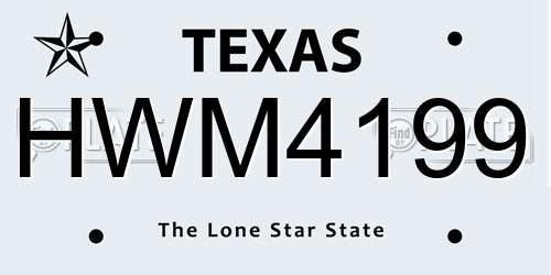 HWM4199 Texas License Plate