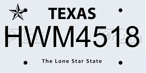 HWM4518 Texas License Plate