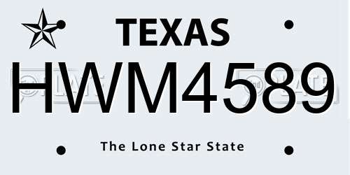 HWM4589 Texas License Plate