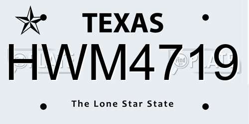 HWM4719 Texas License Plate