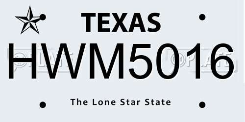 HWM5016 Texas License Plate