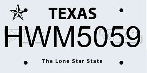 HWM5059 Texas License Plate