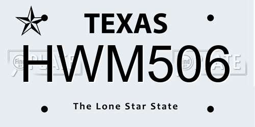 HWM506 Texas License Plate