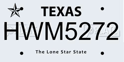 HWM5272 Texas License Plate