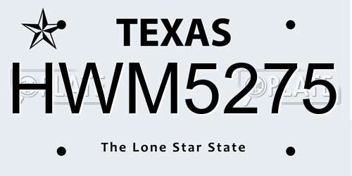 HWM5275 Texas License Plate