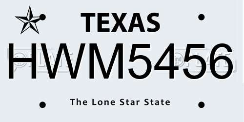 HWM5456 Texas License Plate
