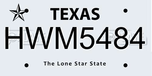 HWM5484 Texas License Plate