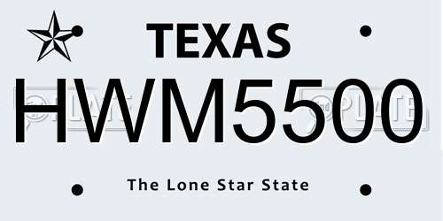 HWM5500 Texas License Plate