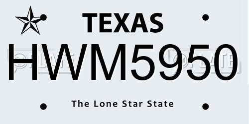 HWM5950 Texas License Plate