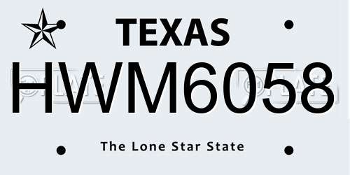 HWM6058 Texas License Plate