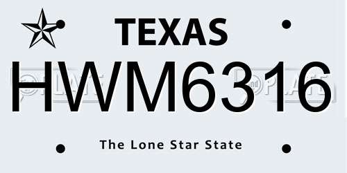 HWM6316 Texas License Plate