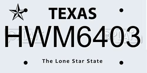 HWM6403 Texas License Plate