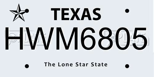 HWM6805 Texas License Plate