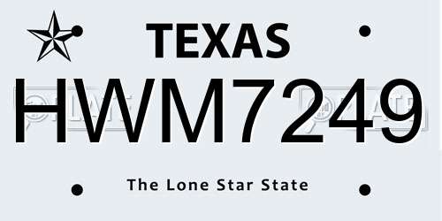 HWM7249 Texas License Plate