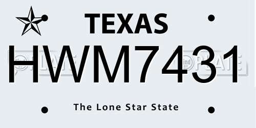 HWM7431 Texas License Plate