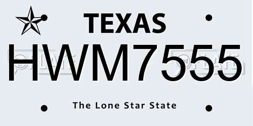 HWM7555 Texas License Plate
