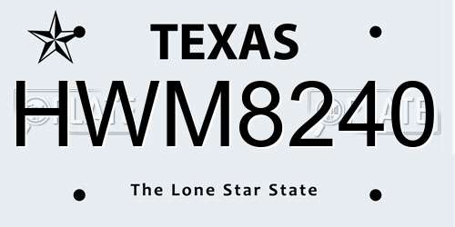 HWM8240 Texas License Plate