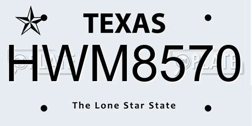 HWM8570 Texas License Plate