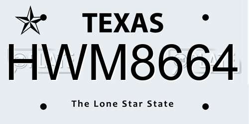 HWM8664 Texas License Plate