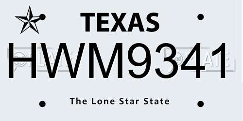 HWM9341 Texas License Plate