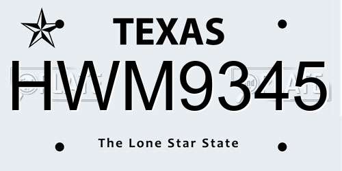 HWM9345 Texas License Plate
