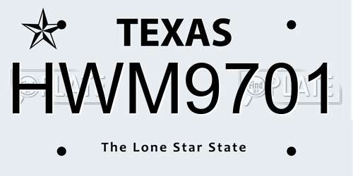 HWM9701 Texas License Plate