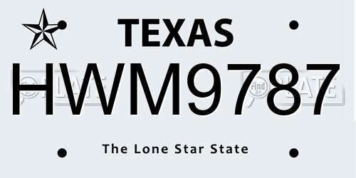 HWM9787 Texas License Plate