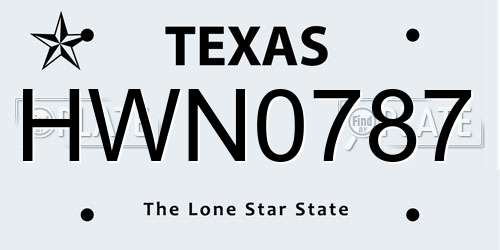 HWN0787 Texas License Plate