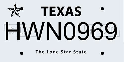 HWN0969 Texas License Plate