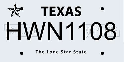 HWN1108 Texas License Plate