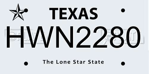 HWN2280 Texas License Plate