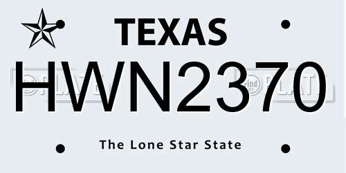 HWN2370 Texas License Plate