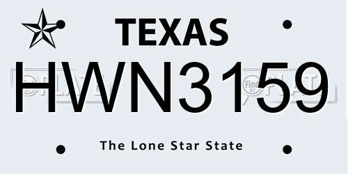 HWN3159 Texas License Plate