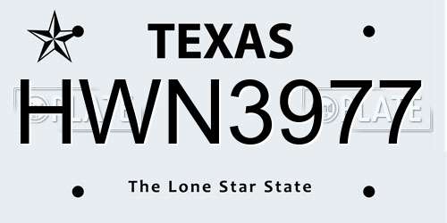 HWN3977 Texas License Plate