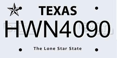 HWN4090 Texas License Plate