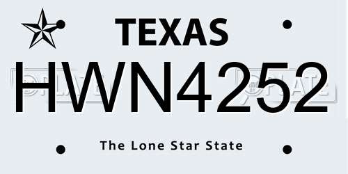HWN4252 Texas License Plate