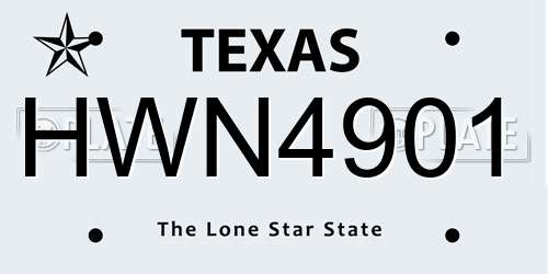 HWN4901 Texas License Plate
