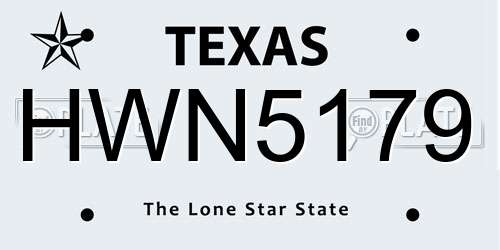 HWN5179 Texas License Plate