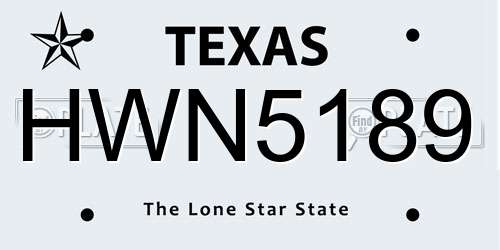 HWN5189 Texas License Plate