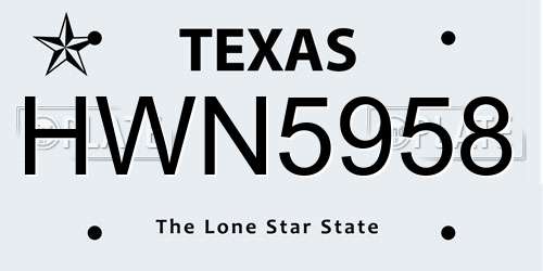 HWN5958 Texas License Plate