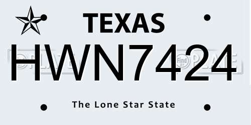 HWN7424 Texas License Plate
