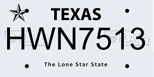 HWN7513 Texas License Plate