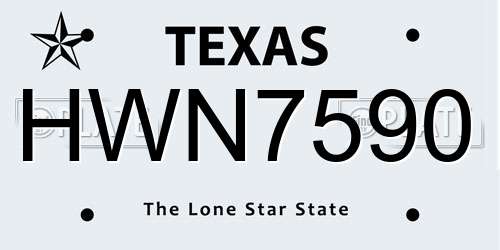 HWN7590 Texas License Plate