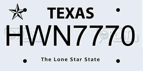 HWN7770 Texas License Plate