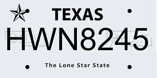 HWN8245 Texas License Plate