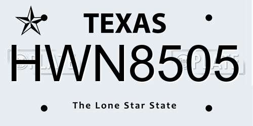 HWN8505 Texas License Plate