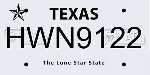 HWN9122 Texas License Plate