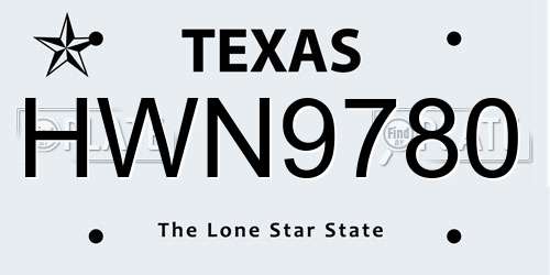 HWN9780 Texas License Plate