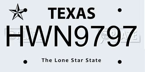 HWN9797 Texas License Plate